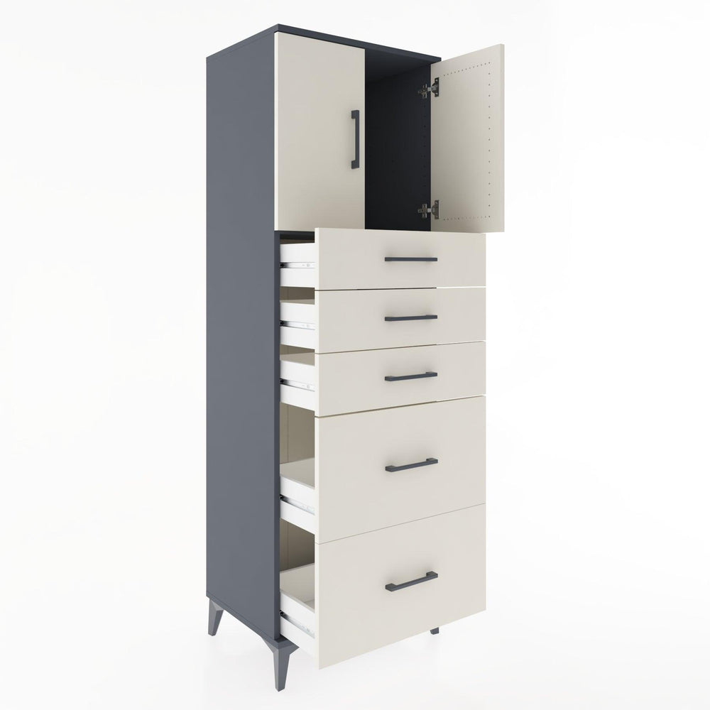 Woodntry Modular Cabinet Anthracite 60x44x170 cm with Doors and Drawers KC18-2