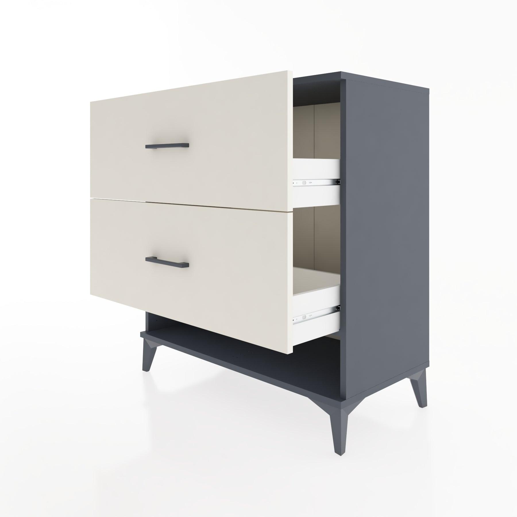 Woodntry Modüler Şifonyer Antrasit 88x44x84 cm Çekmeceli ve Raflı CR4-2