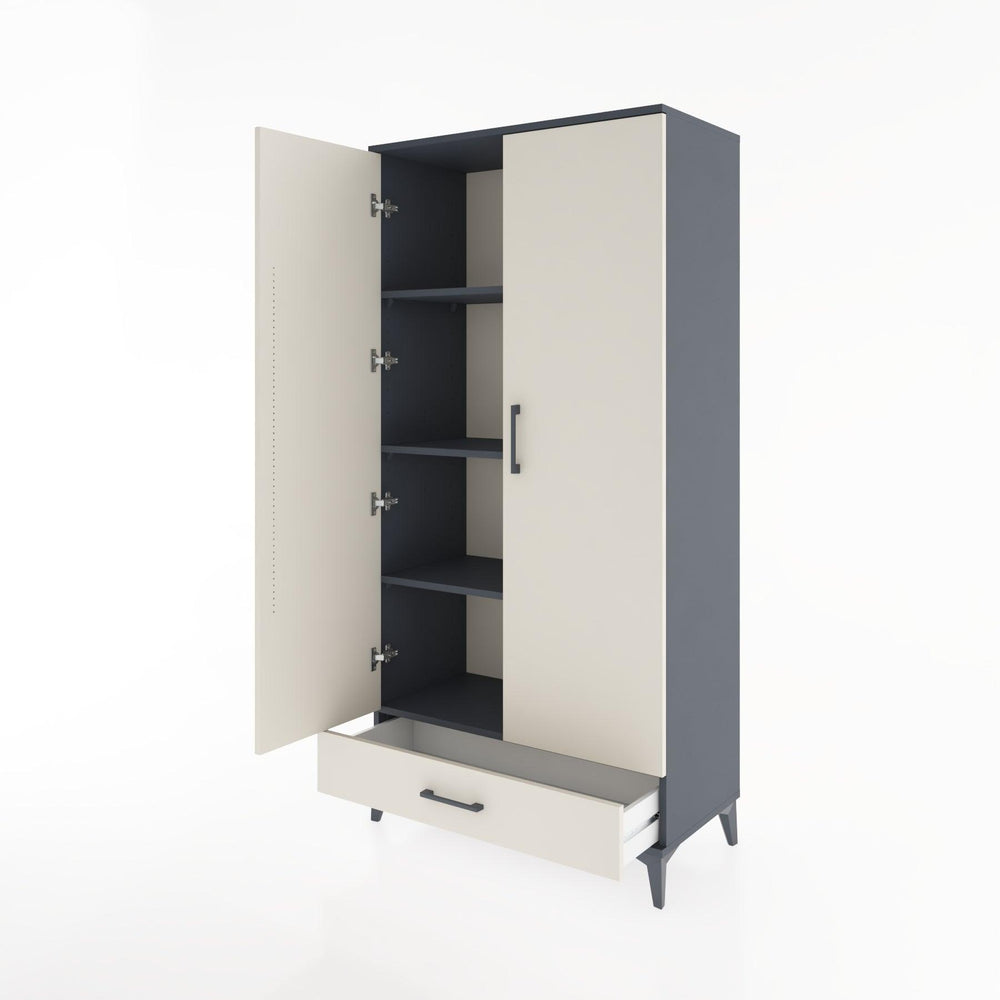 Woodntry Modüler Dolap Antrasit 88x44x170 cm Kapaklı ve Çekmeceli KC8-2