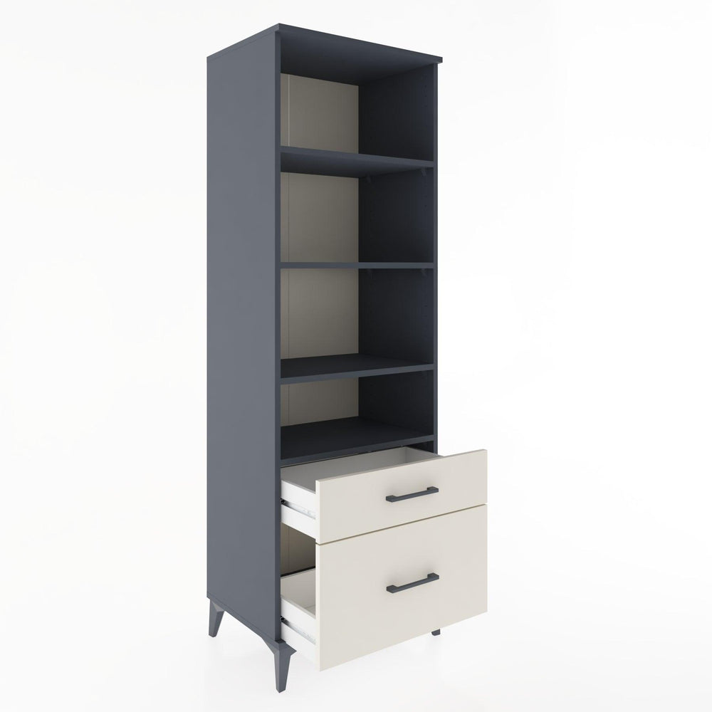 Woodntry Modüler Dolap Antrasit 60x44x170 cm Çekmeceli ve Raflı CR43-2