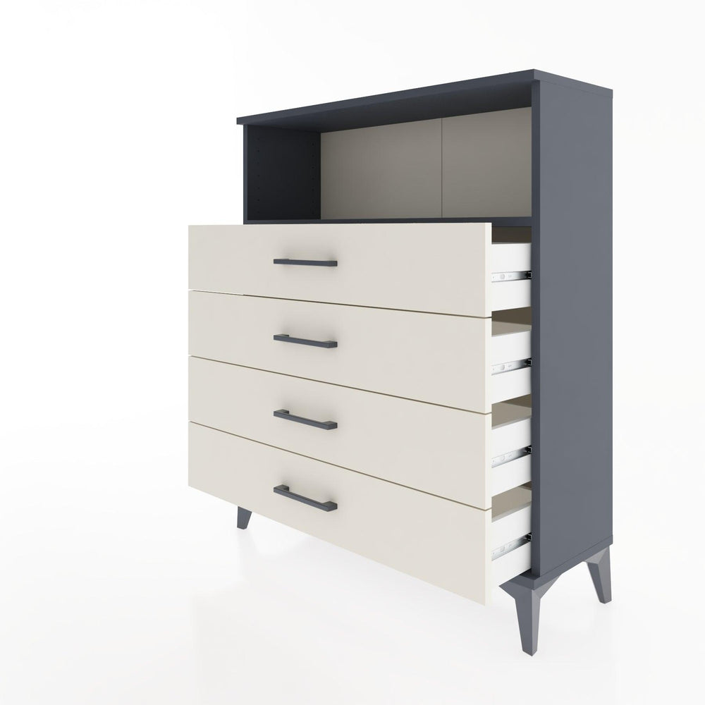 Woodntry Modüler Şifonyer Antrasit 88x30x94 cm Çekmeceli ve Raflı CR19-2