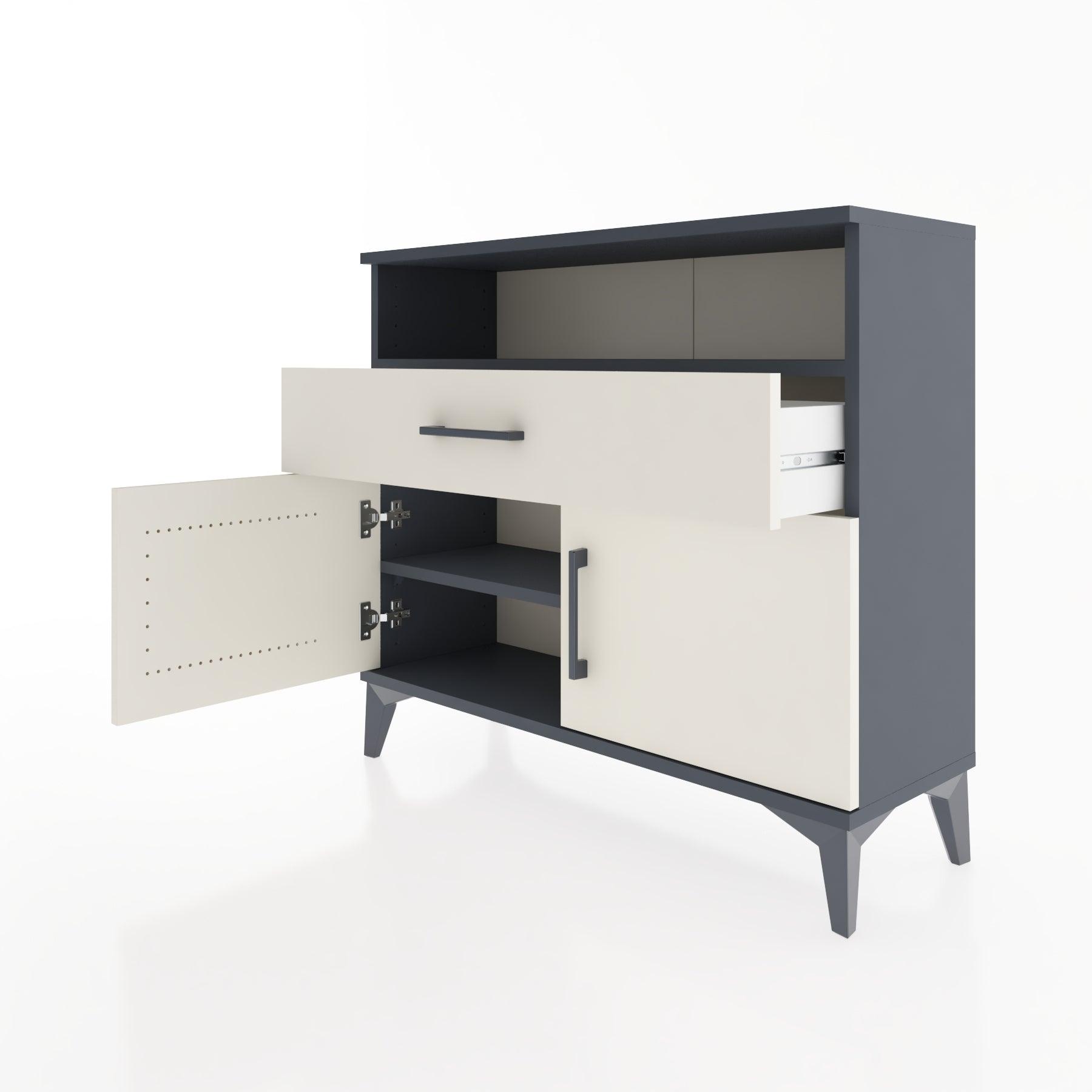 Woodntry Modüler Şifonyer Kapak Raf Çekmeceli 88x30x68 cm Antrasit - Woodntry