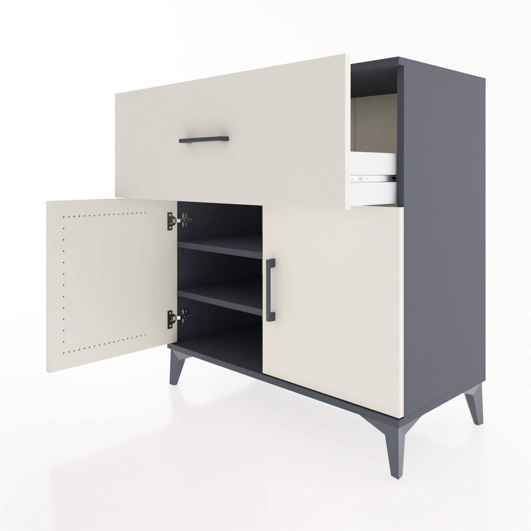Woodntry Modular Dresser Anthracite 88x44x84 cm with Cover and Drawer KC49-2