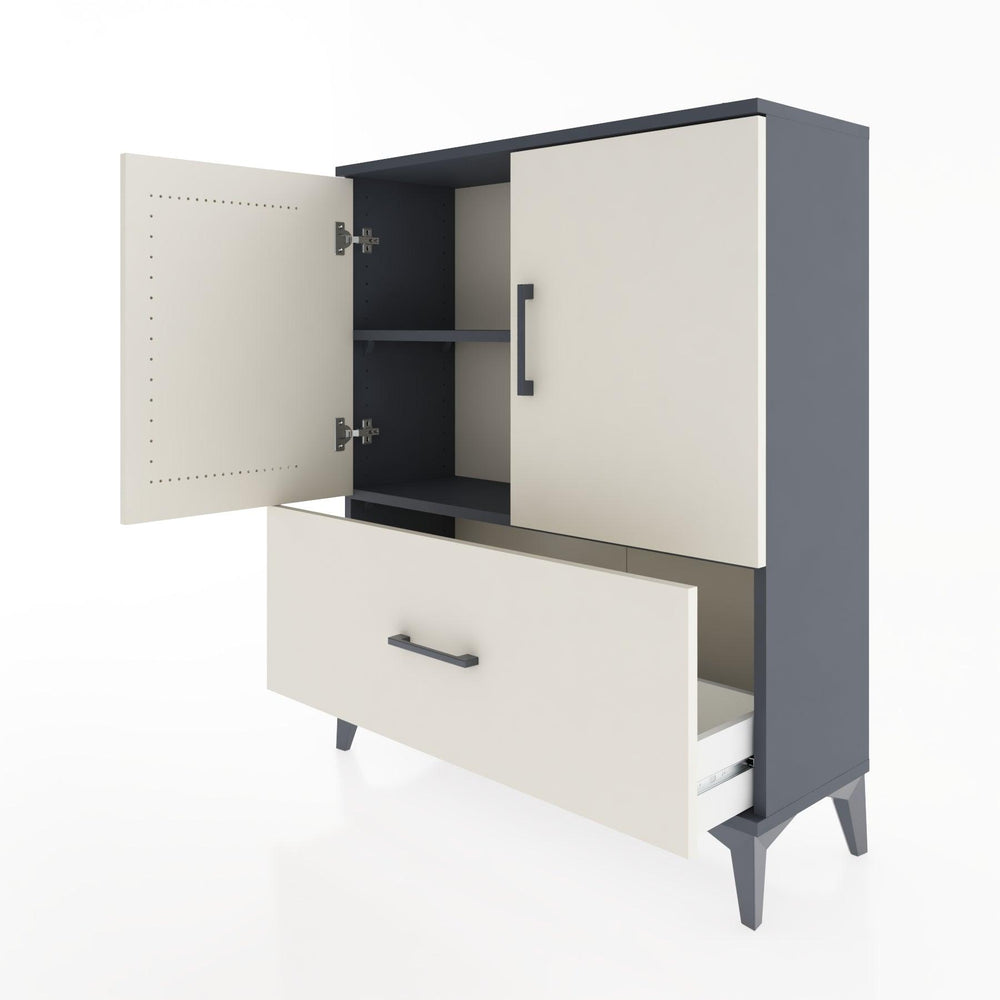 Woodntry Modüler Şifonyer Antrasit 88x30x94 cm Kapaklı ve Çekmeceli KC10-2