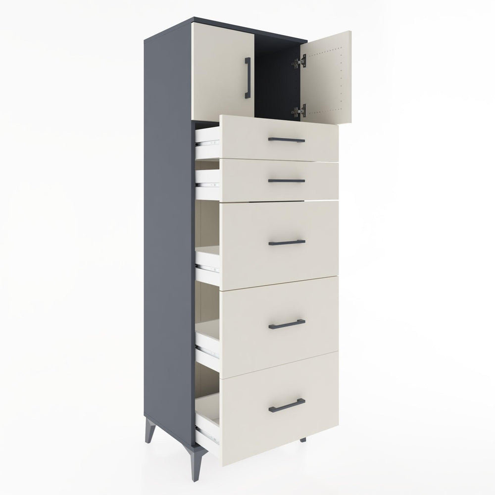 Woodntry Modular Cabinet Anthracite 60x44x170 cm with Doors and Drawers KC22-2