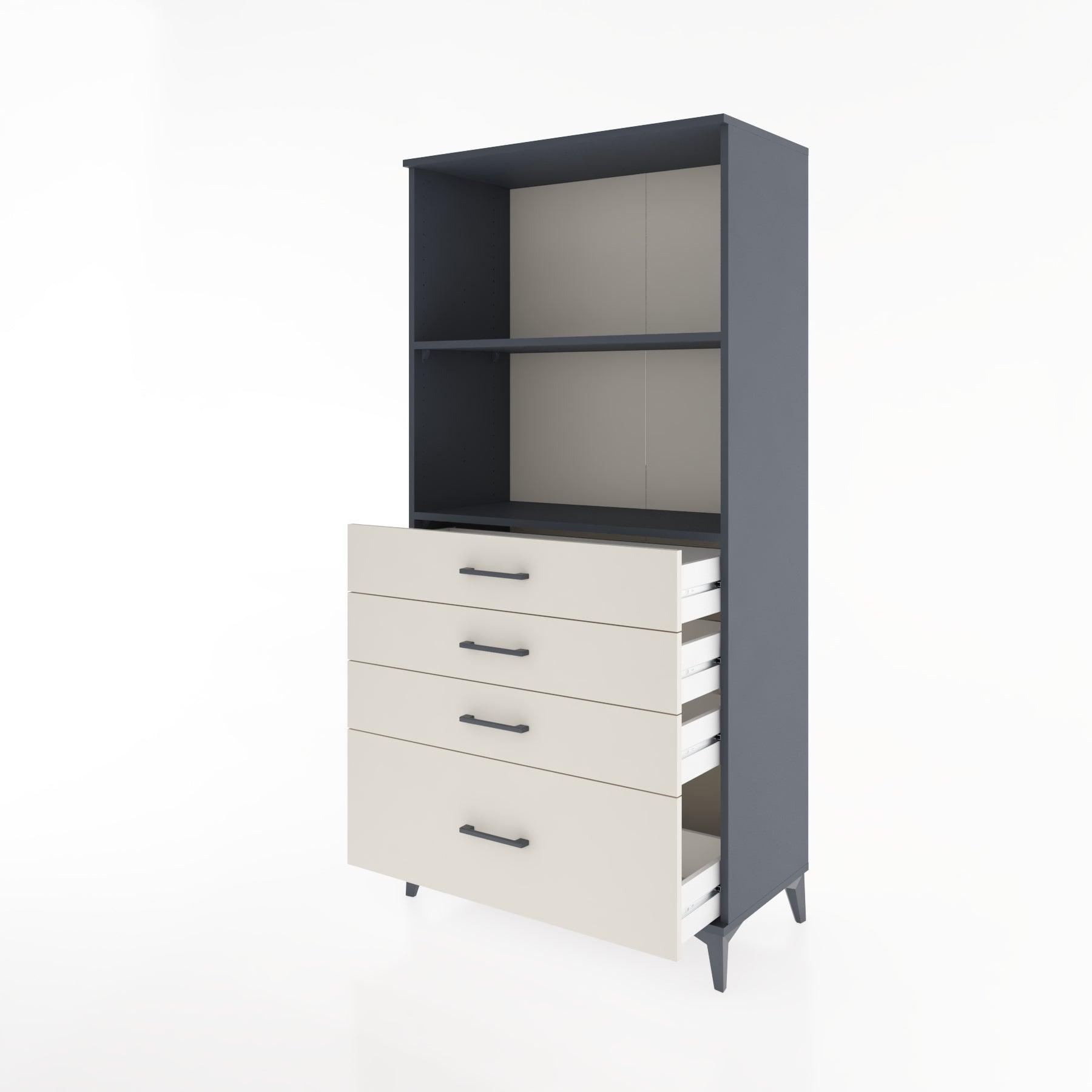 Woodntry Modular Cabinet Anthracite 88x44x170 cm with Drawers and Shelves CR41-2
