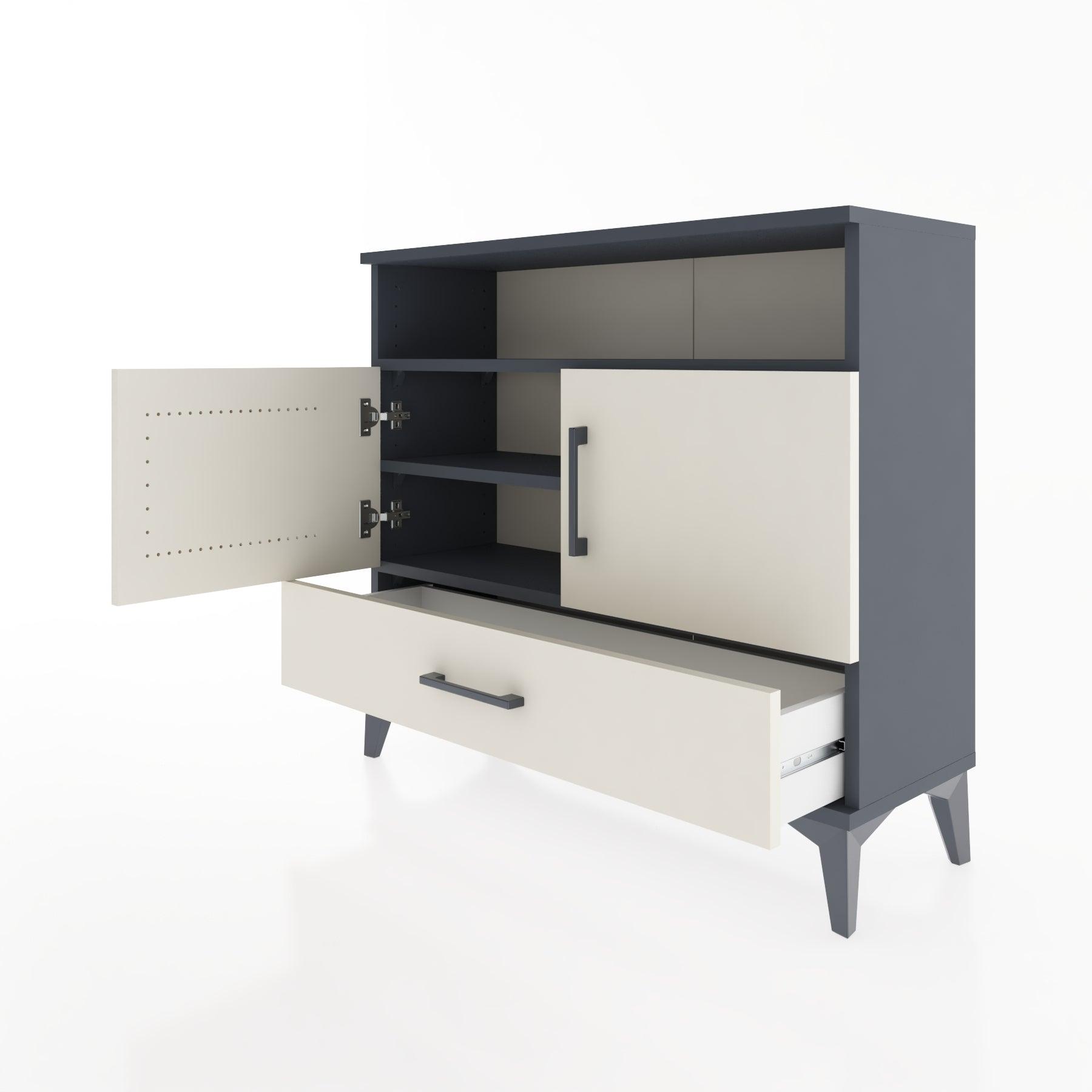 Woodntry Modüler Şifonyer Raf Kapak Çekmeceli 88x30x68 cm Antrasit - Woodntry
