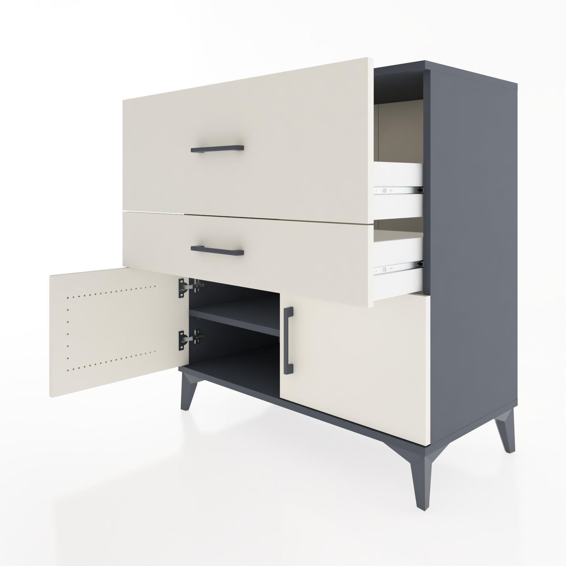 Woodntry Modular Dresser Anthracite 88x44x84 cm with Cover and Drawer KC105-2