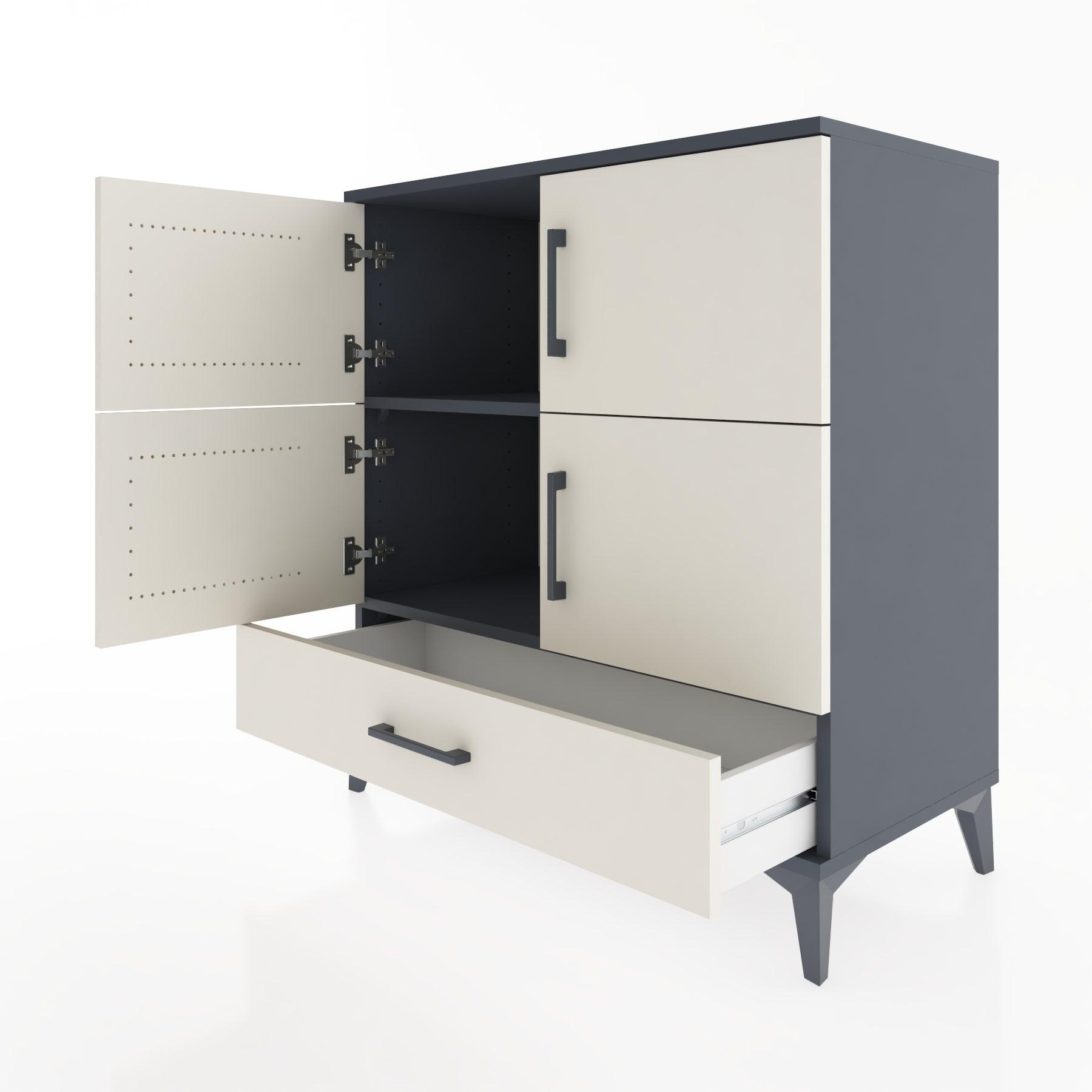 Woodntry Modular Dresser Anthracite 88x44x84 cm with Cover and Drawer KC92-2