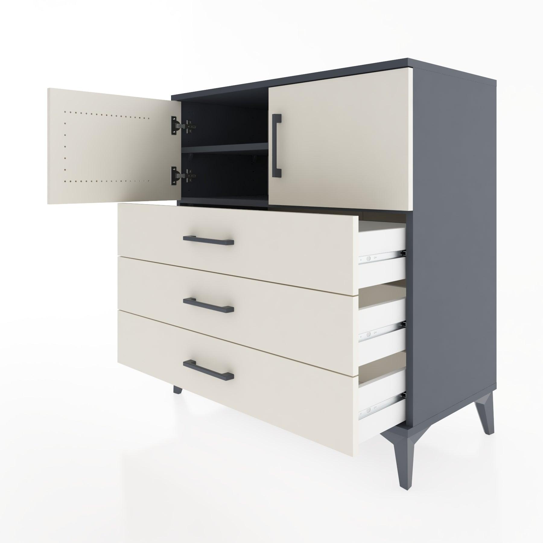 Woodntry Modular Dresser Anthracite 88x44x84 cm with Cover and Drawer KC97-2