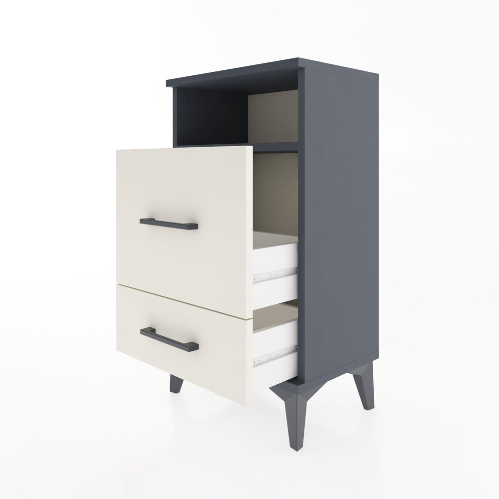 Woodntry Modüler Komodin 2 Çekmece ve Raflı V4 44x30x68 cm Antrasit - Woodntry