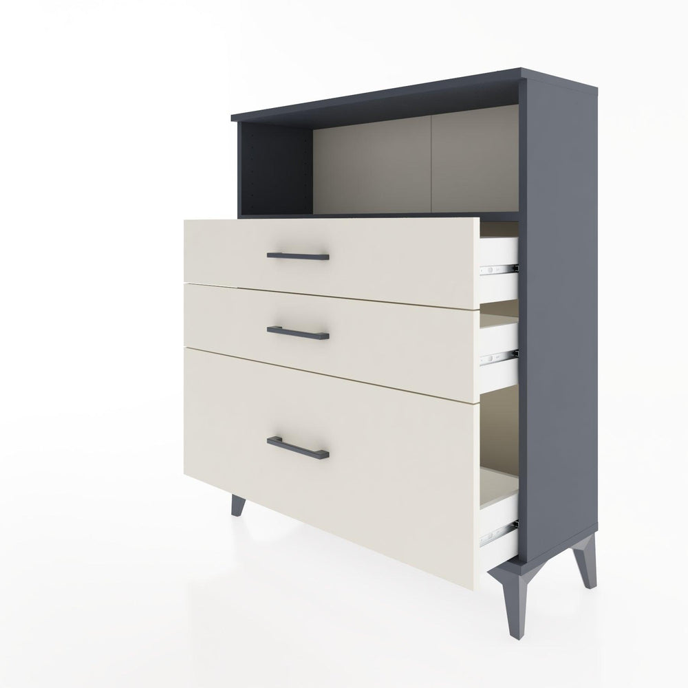 Woodntry Modüler Şifonyer Antrasit 88x30x94 cm Çekmeceli ve Raflı CR13-2