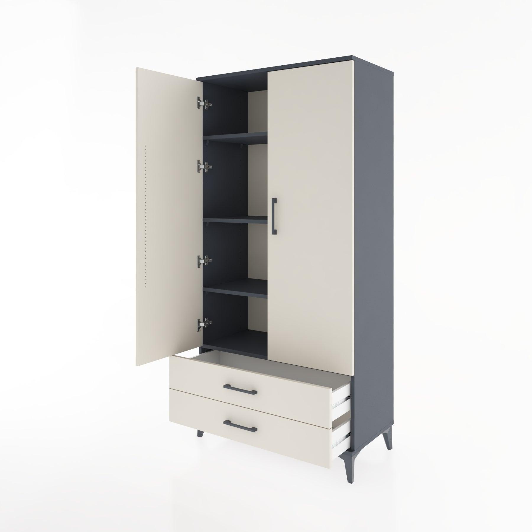Woodntry Modular Cabinet Anthracite 88x44x170 cm with Doors and Drawers KC7-2