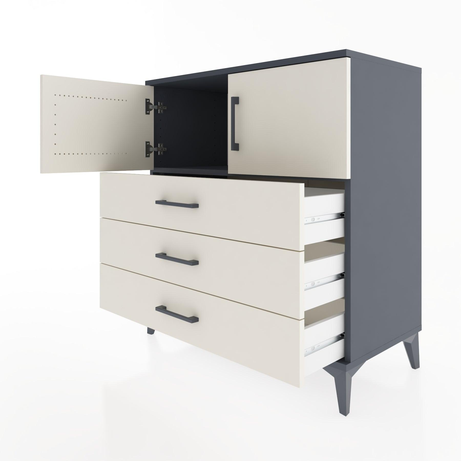 Woodntry Modular Dresser Anthracite 88x44x84 cm with Cover and Drawer KC98-2