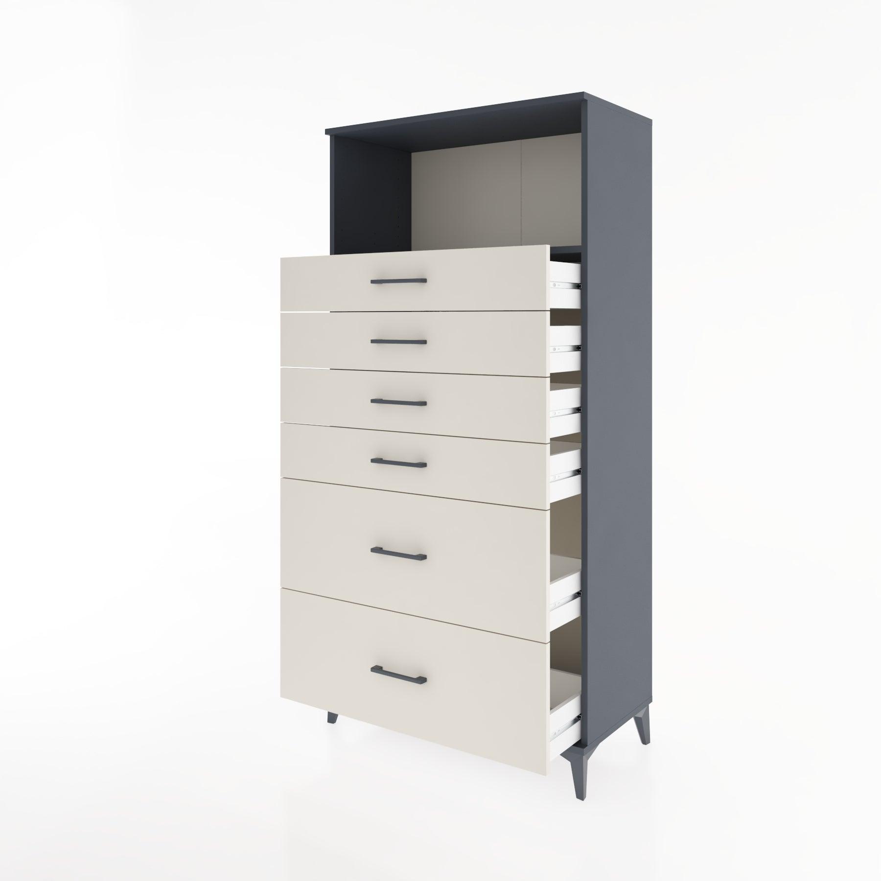 Woodntry Modular Cabinet Anthracite 88x44x170 cm with Drawers and Shelves CR45-2