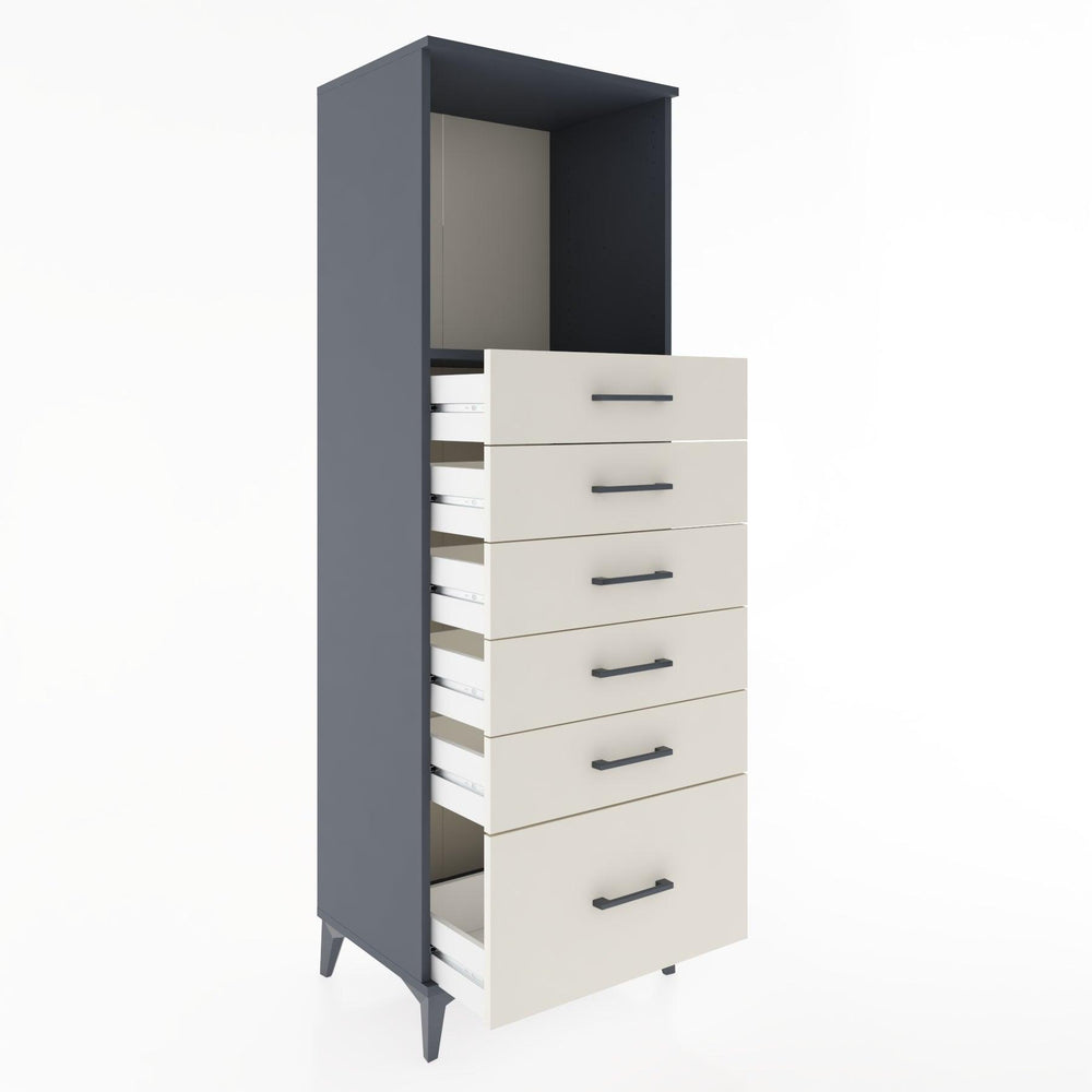 Woodntry Modüler Dolap Antrasit 60x44x170 cm Çekmeceli ve Raflı CR39-2