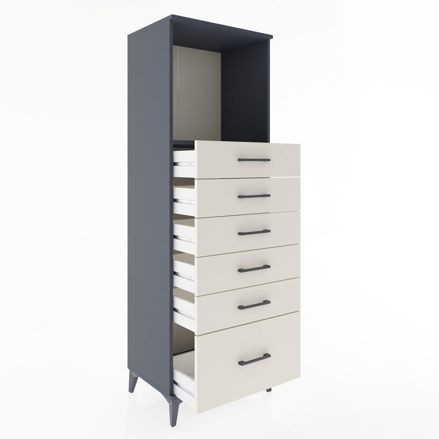 Woodntry Modular Cabinet Anthracite 60x44x170 cm with Drawers and Shelves CR39-2