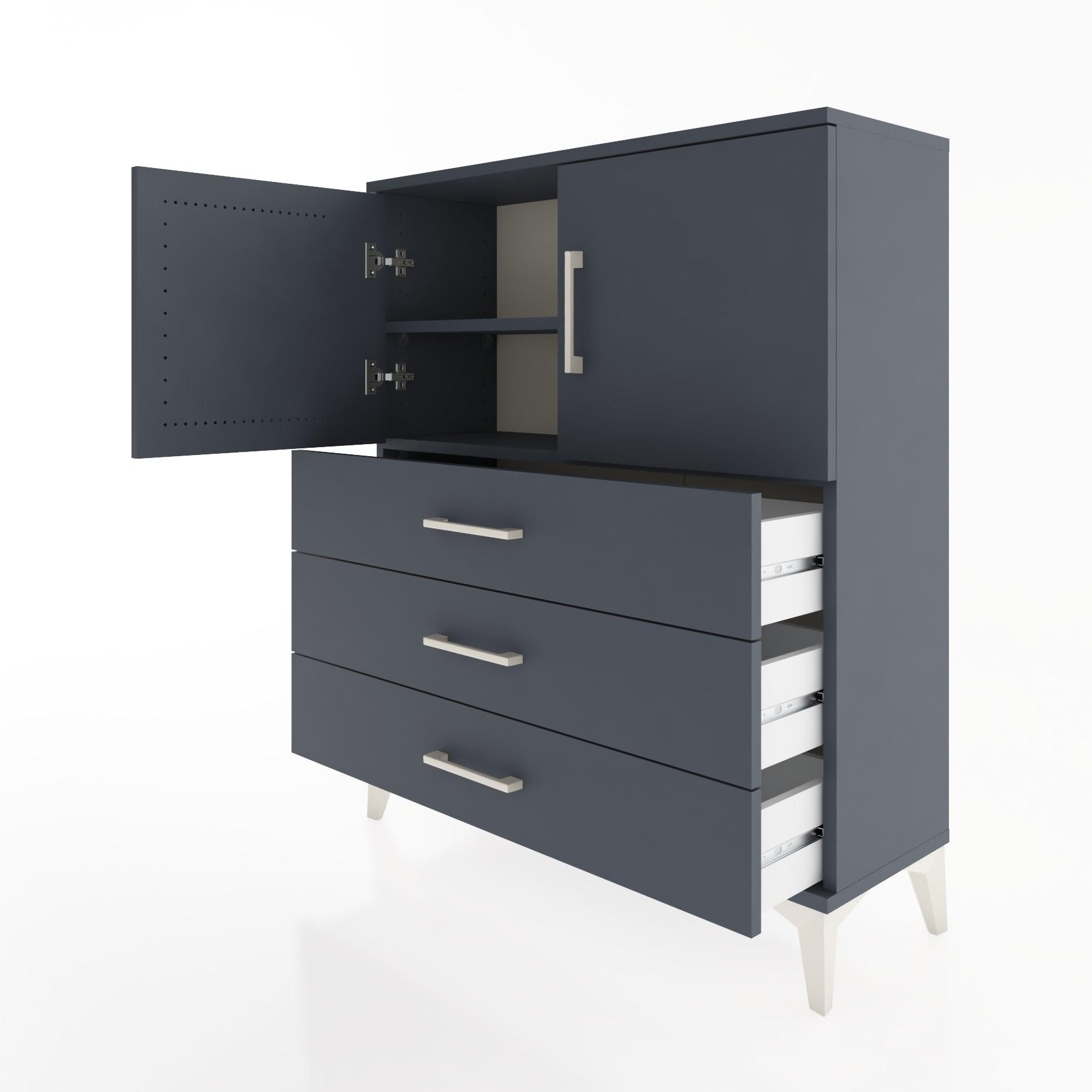 Woodntry Modüler Şifonyer Antrasit 88x30x94 cm Kapaklı ve Çekmeceli KC7-2