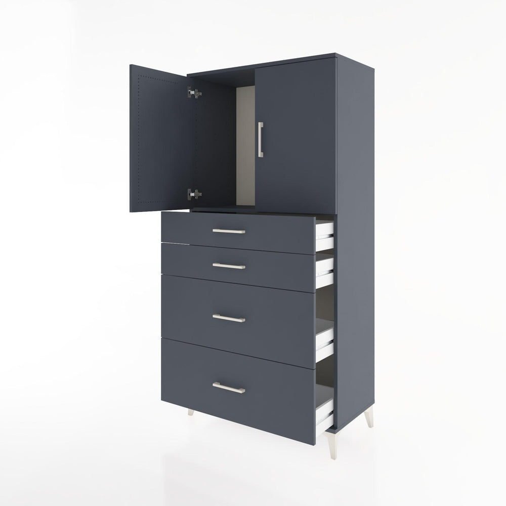 Woodntry Modüler Dolap Antrasit 88x44x170 cm Kapaklı ve Çekmeceli KC19-2