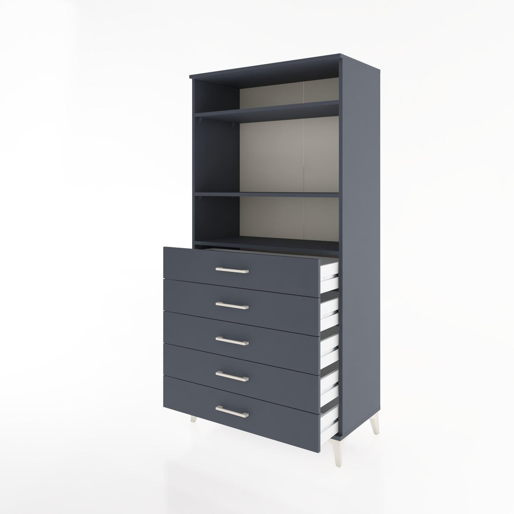 Woodntry Modular Cabinet Anthracite 88x44x170 cm with Drawers and Shelves CR35-2