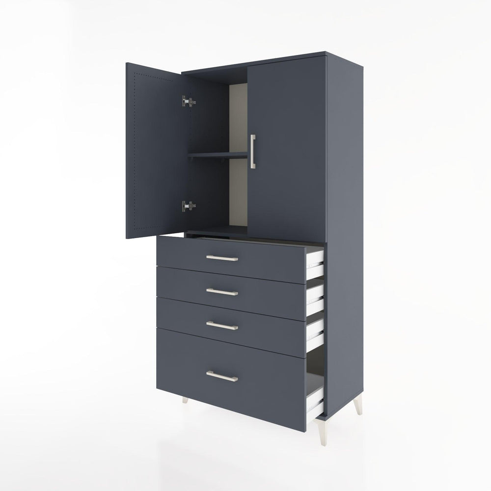 Woodntry Modüler Dolap Antrasit 88x44x170 cm Kapaklı ve Çekmeceli KC13-2