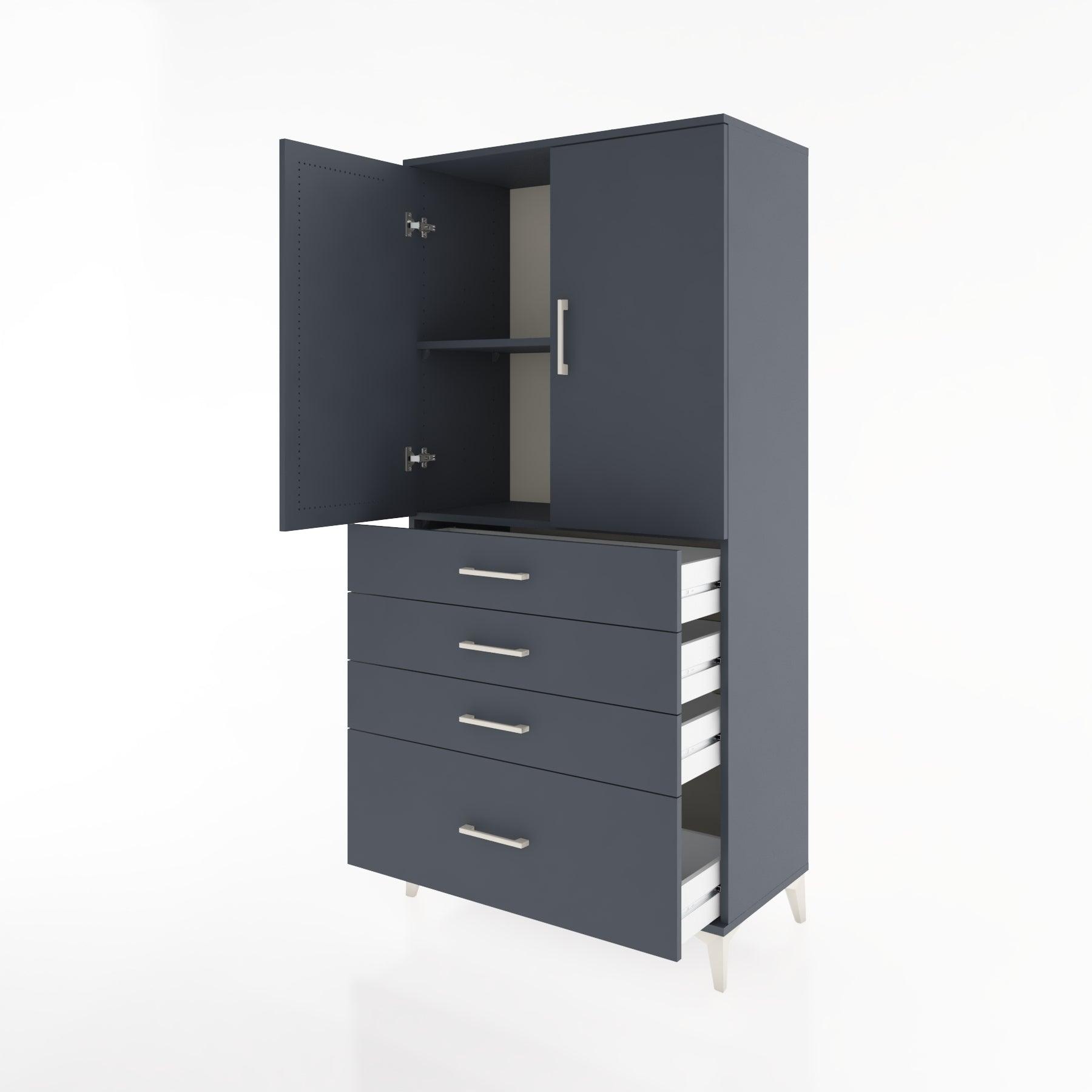 Woodntry Modular Cabinet Anthracite 88x44x170 cm with Doors and Drawers KC13-2