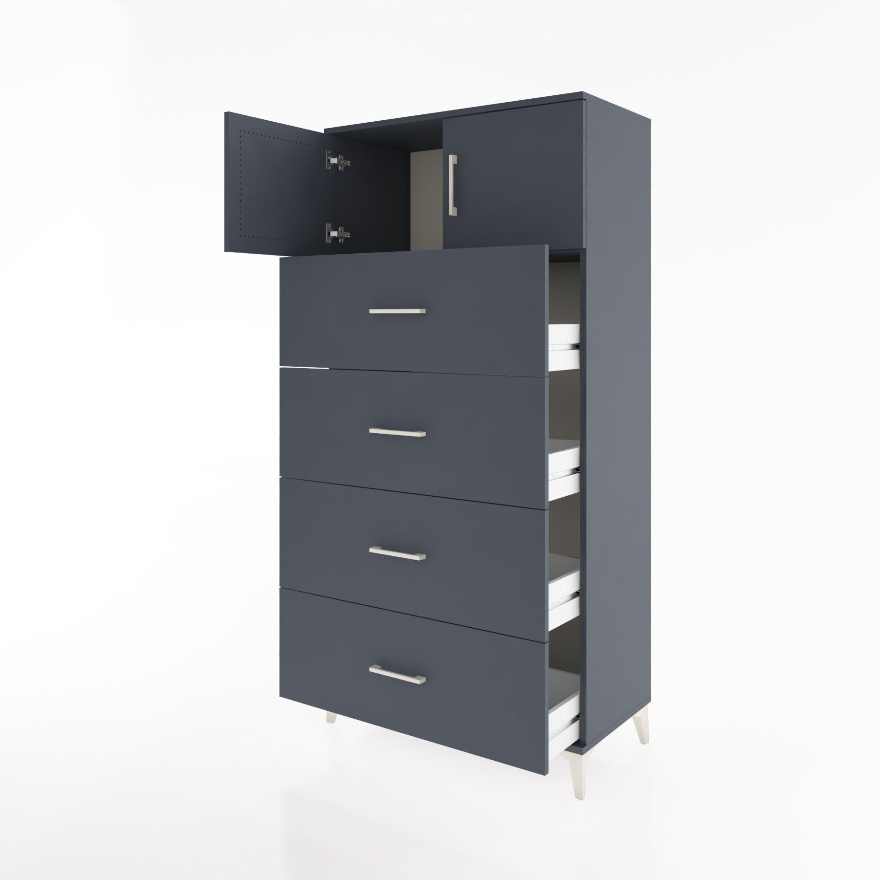Woodntry Modular Cabinet Anthracite 88x44x170 cm with Doors and Drawers KC25-2