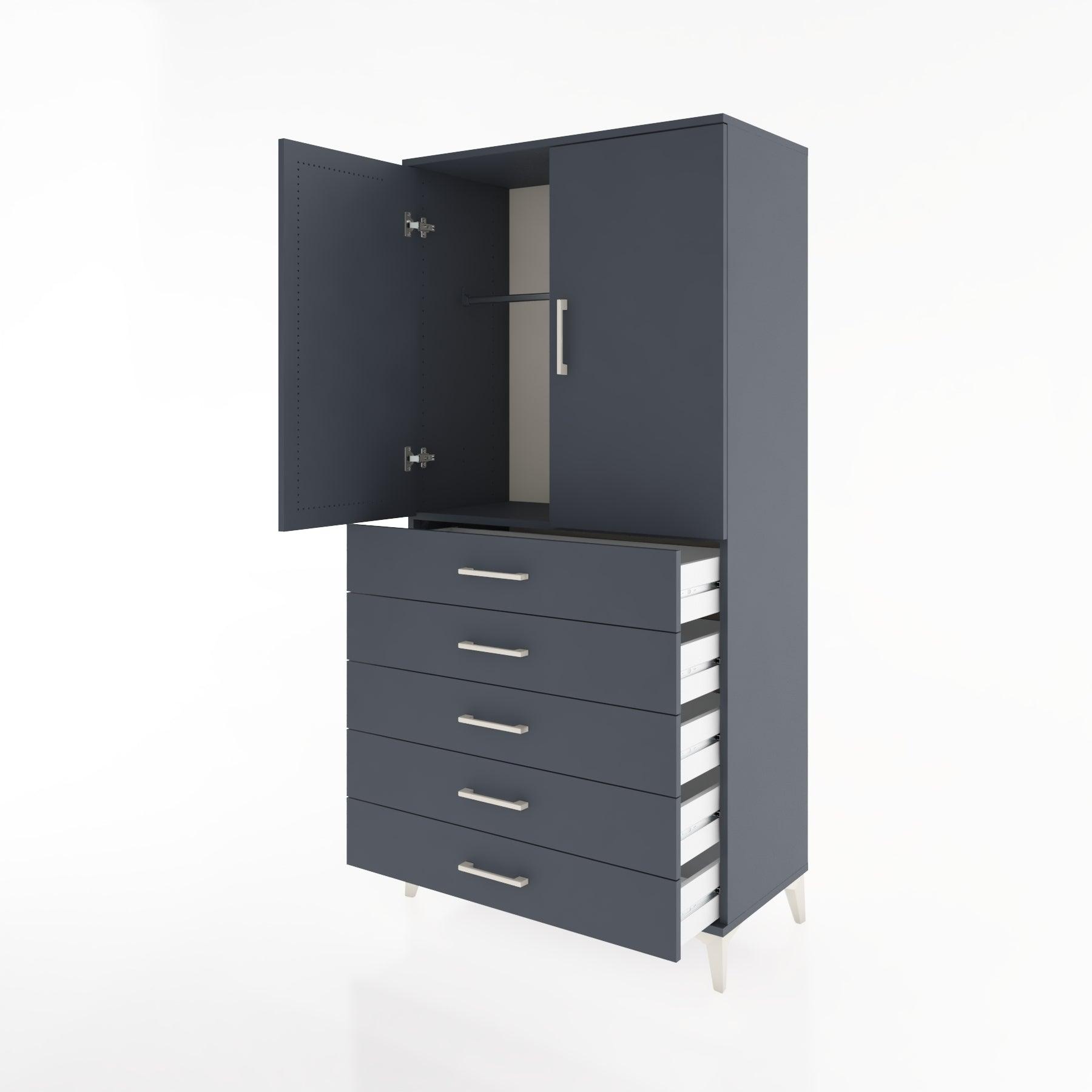 Woodntry Modular Cabinet Anthracite 88x44x170 cm with Doors and Drawers KC26-2