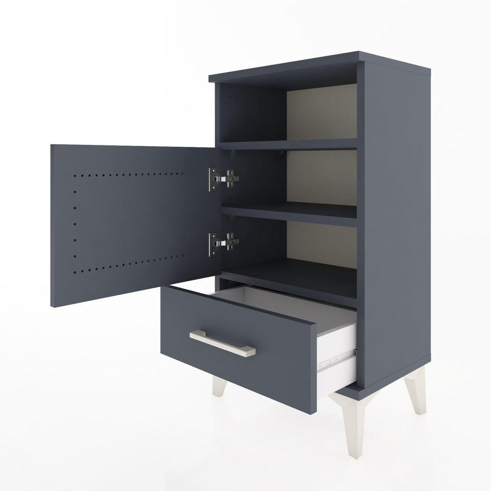 Woodntry Modüler Komodin Raf Kapak Çekmeceli 44x30x68 cm Antrasit - Woodntry