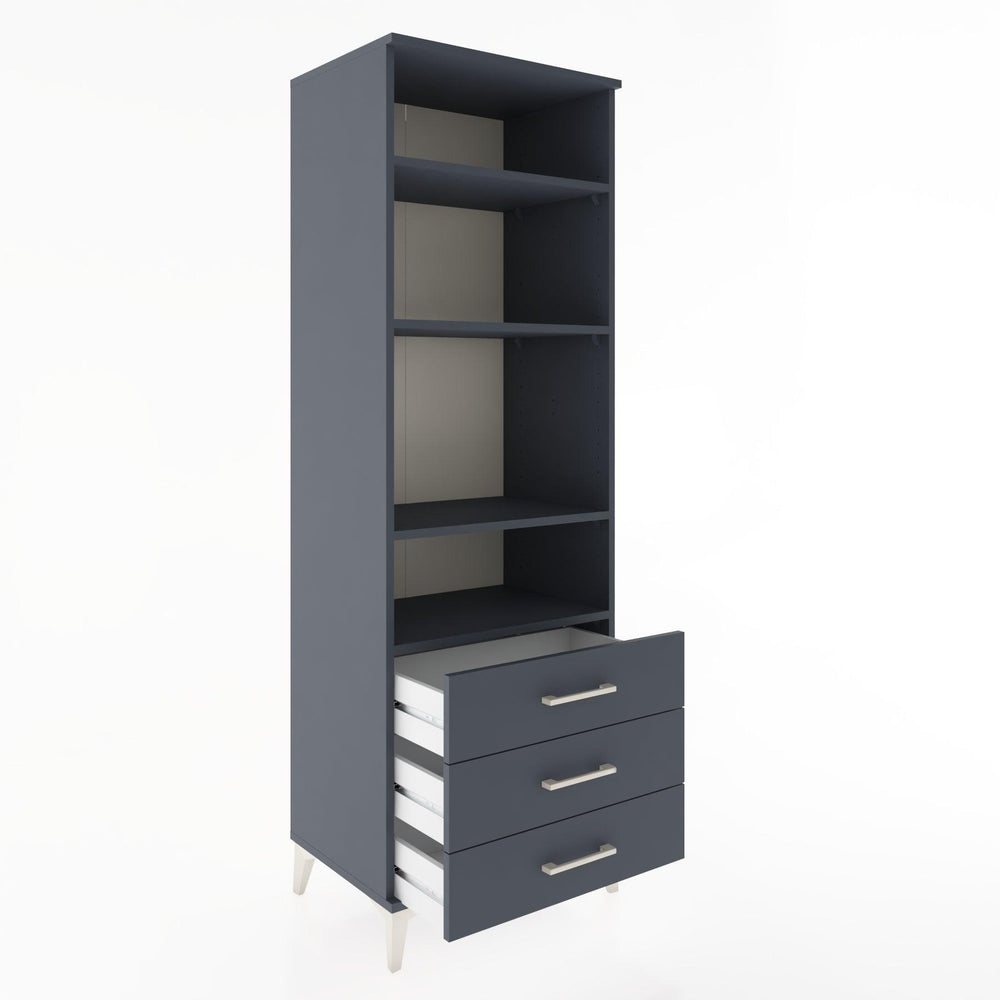 Woodntry Modüler Dolap Antrasit 60x44x170 cm Çekmeceli ve Raflı CR37-2