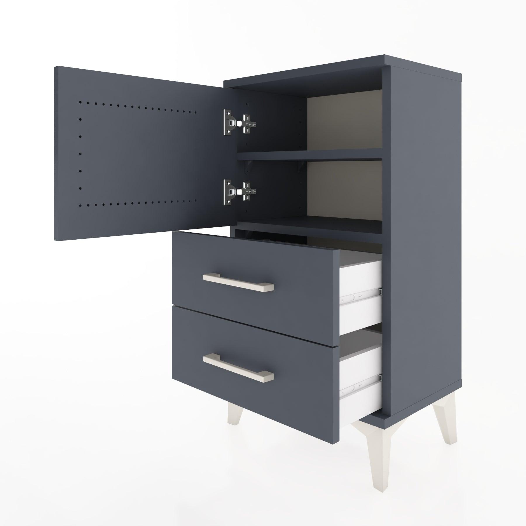 Woodntry Modüler Komodin Kapaklı 2 Çekmeceli 44x30x68 cm Antrasit - Woodntry