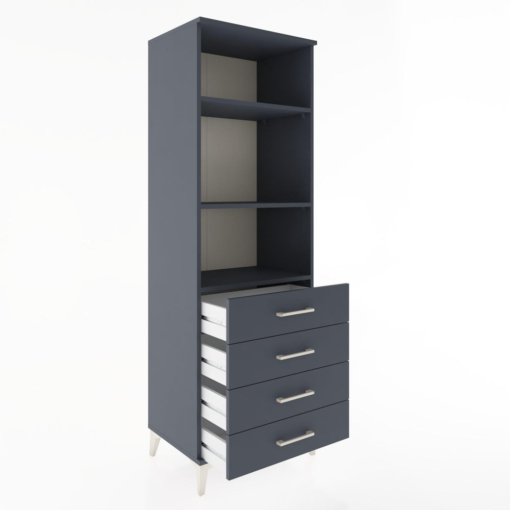 Woodntry Modüler Dolap Antrasit 60x44x170 cm Çekmeceli ve Raflı CR36-2