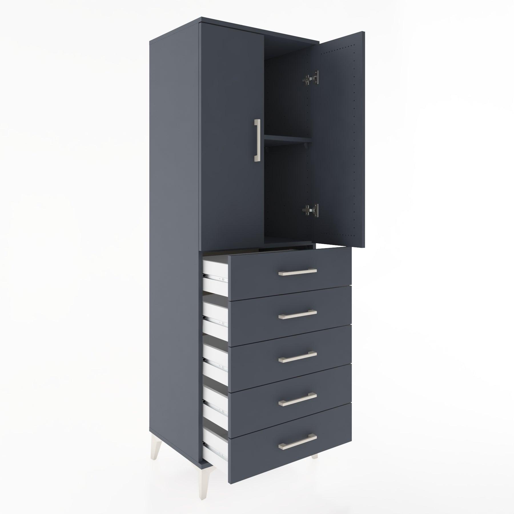 Woodntry Modular Cabinet Anthracite 60x44x170 cm with Doors and Drawers KC4-2