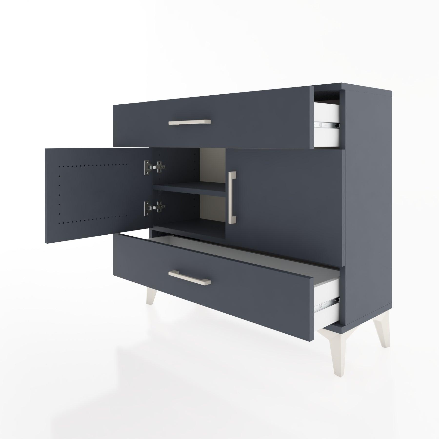 Woodntry Modüler Şifonyer Çekmece ve Kapaklı T2 88x30x94 cm Antrasit - Woodntry