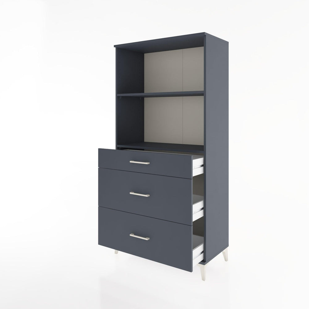 Woodntry Modüler Dolap Antrasit 88x44x170 cm Çekmeceli ve Raflı CR48-2