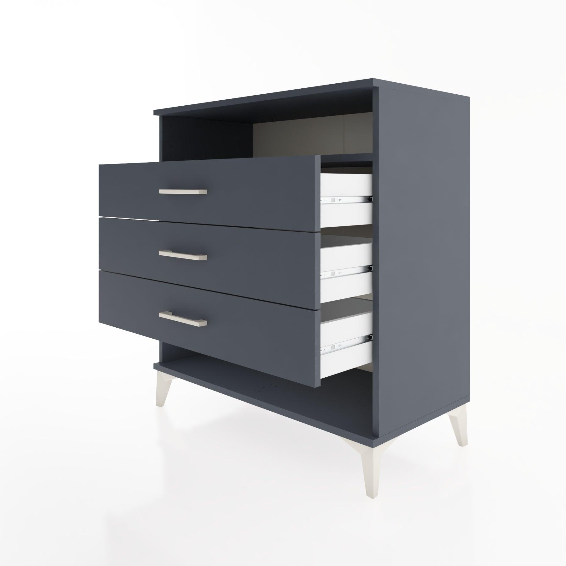 Woodntry Modüler Şifonyer Antrasit 88x44x84 cm Çekmeceli ve Raflı CR20-2