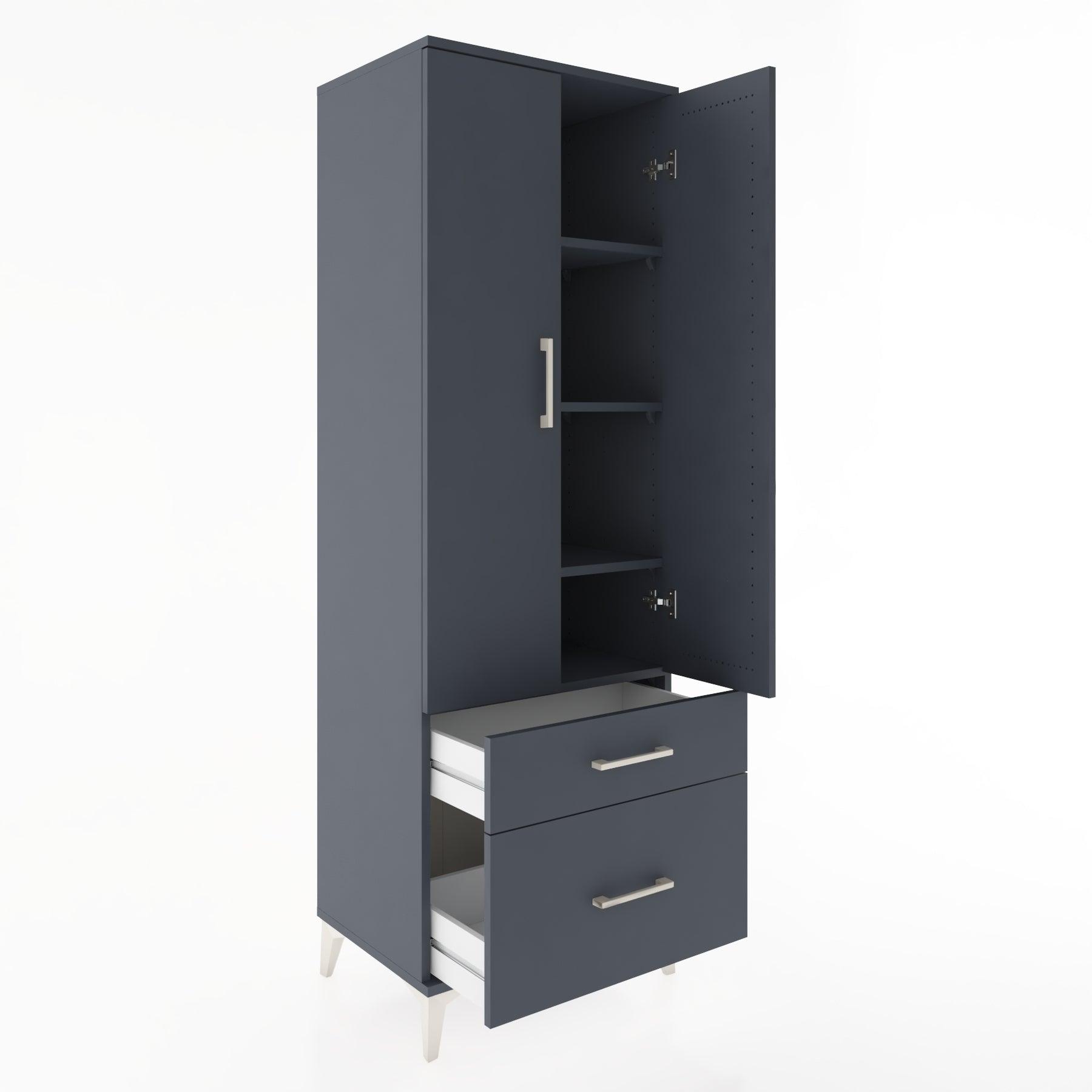Woodntry Modular Cabinet Anthracite 60x44x170 cm with Doors and Drawers KC15-2