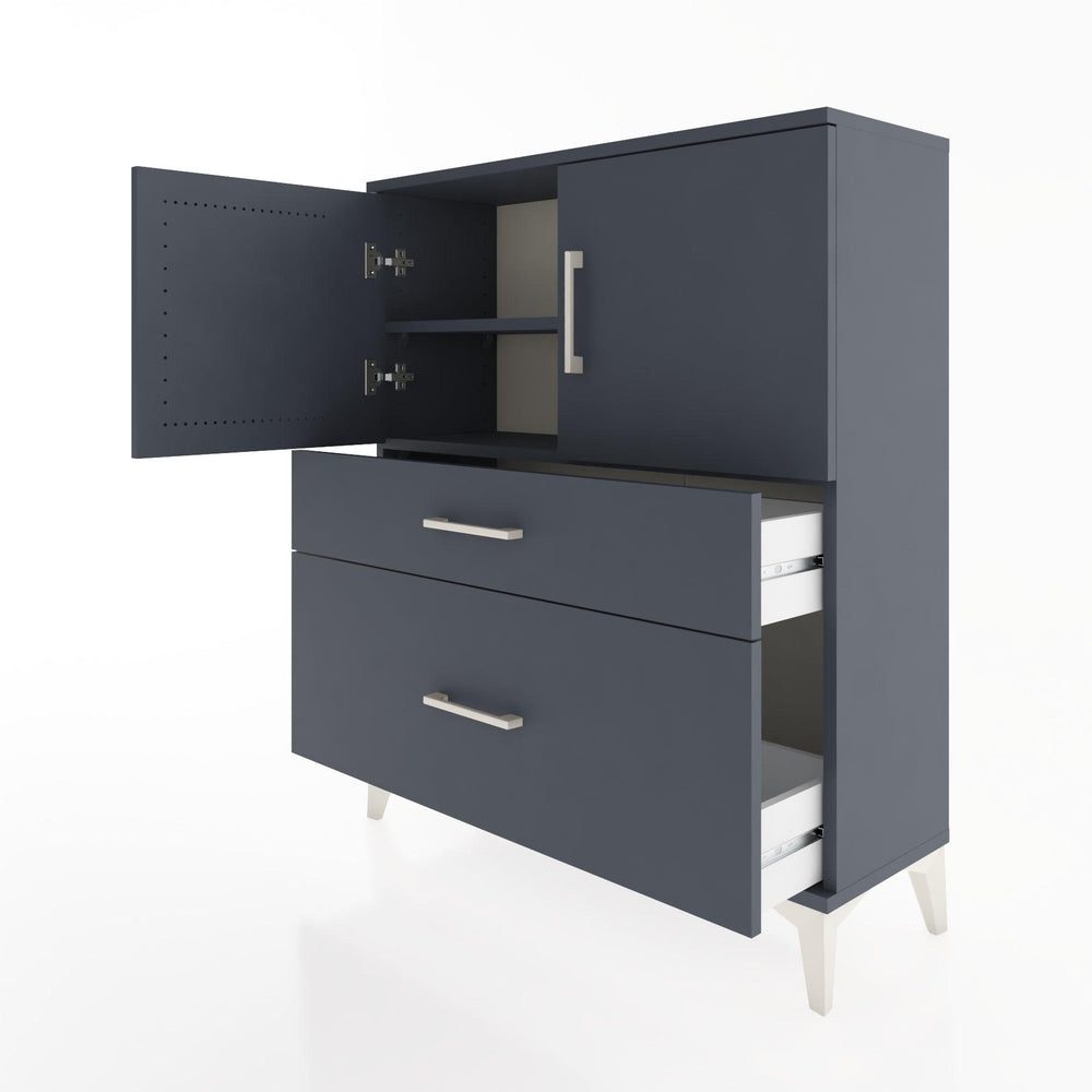 Woodntry Modüler Şifonyer Antrasit 88x30x94 cm Kapaklı ve Çekmeceli KC11-2