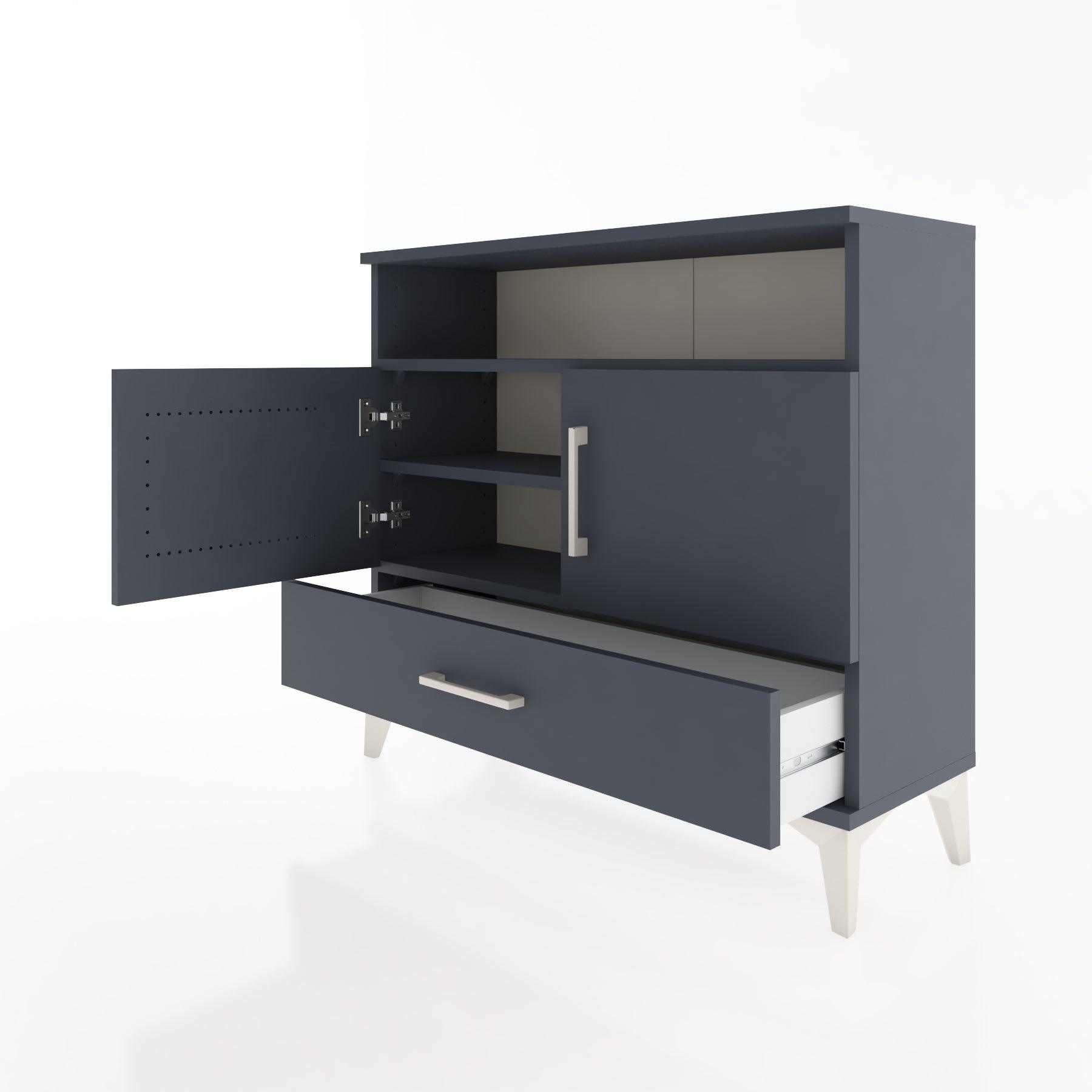 Woodntry Modüler Şifonyer Raf Kapak Çekmeceli 88x30x68 cm Antrasit - Woodntry