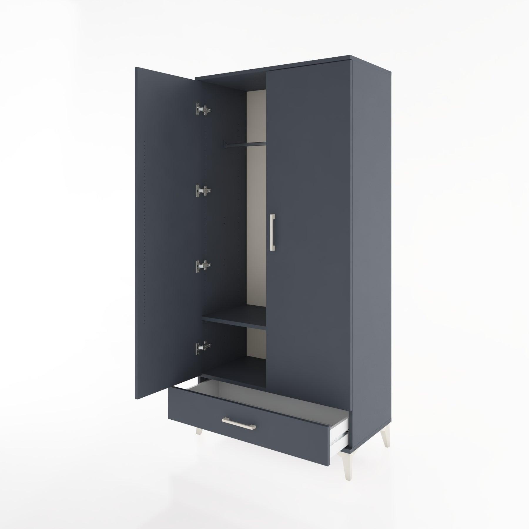 Woodntry Modüler Dolap Antrasit 88x44x170 cm Kapaklı ve Çekmeceli KC30-2