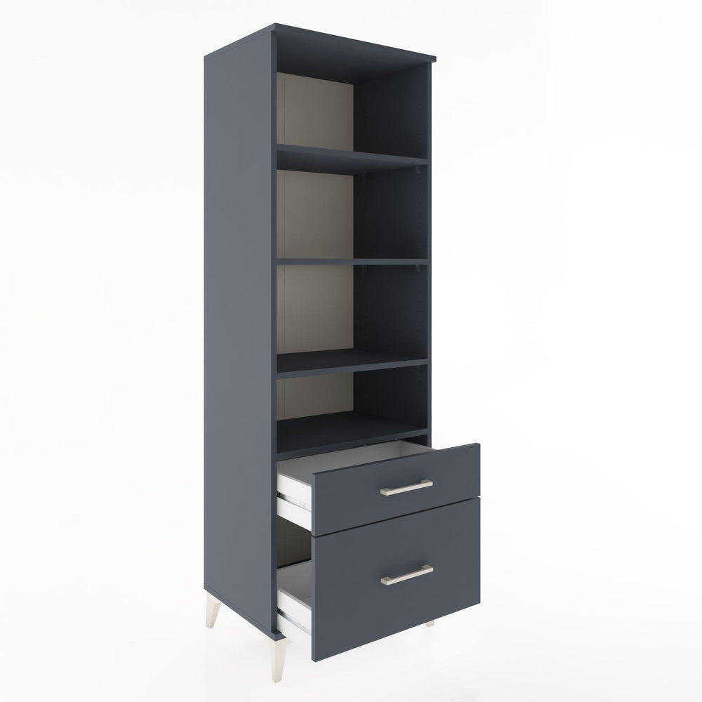 Woodntry Modüler Dolap Antrasit 60x44x170 cm Çekmeceli ve Raflı CR43-2