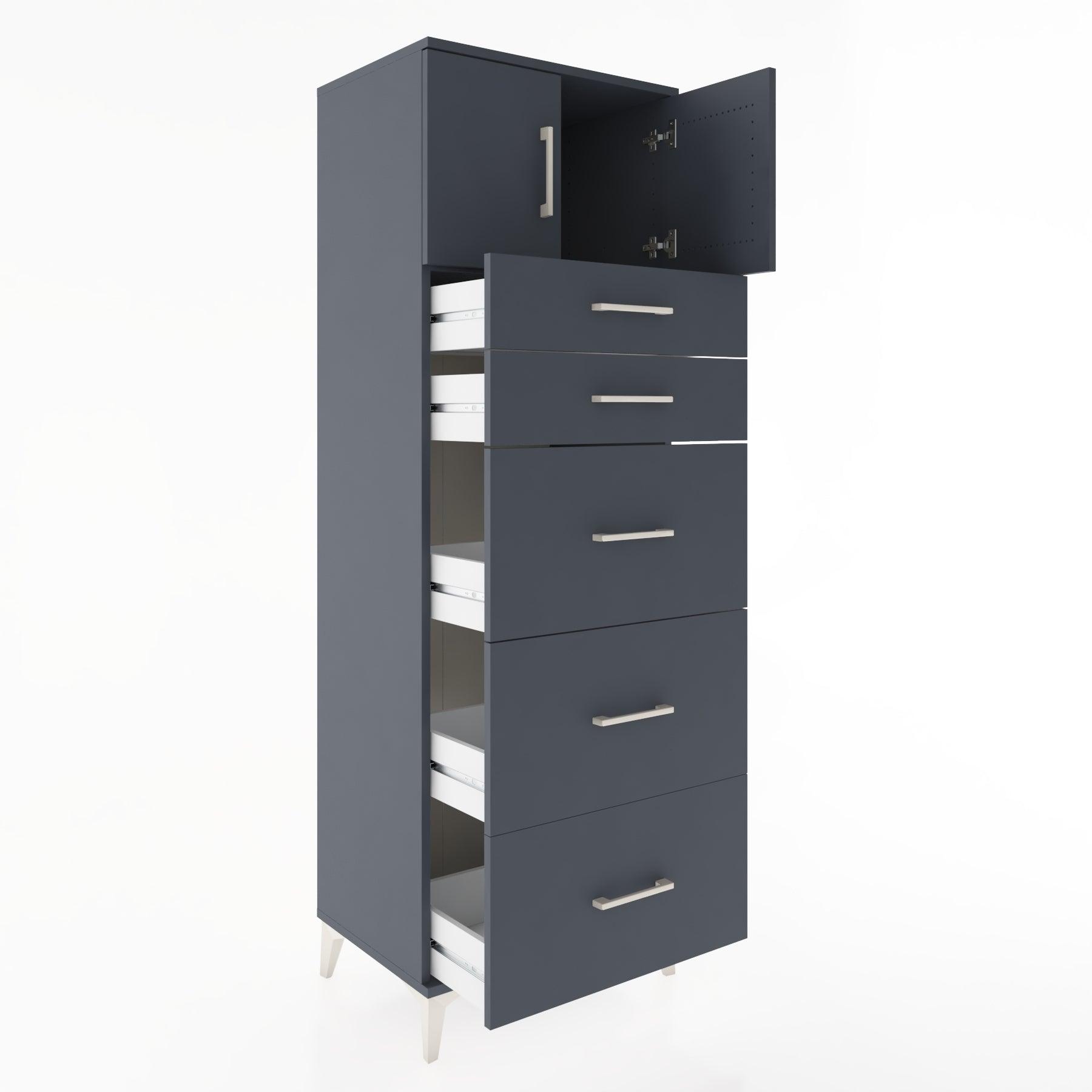 Woodntry Modular Cabinet Anthracite 60x44x170 cm with Doors and Drawers KC22-2