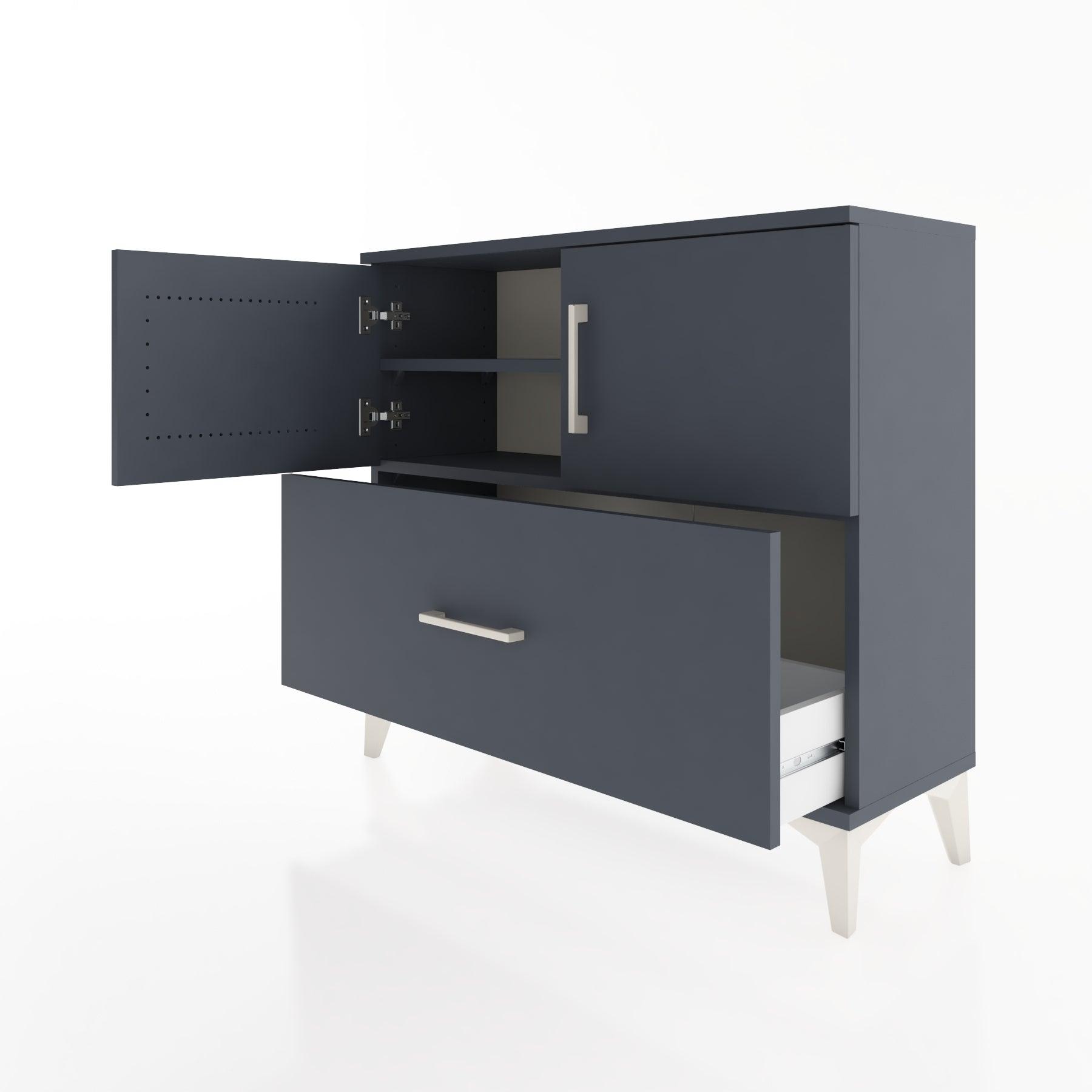 Woodntry Modüler Şifonyer Kapak ve Çekmeceli V2 88x30x68 cm Antrasit - Woodntry