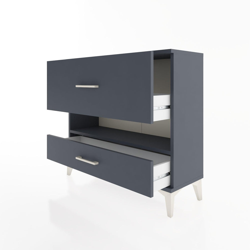 Woodntry Modüler Şifonyer İki Çekmeceli V10 88x30x68 cm Antrasit - Woodntry