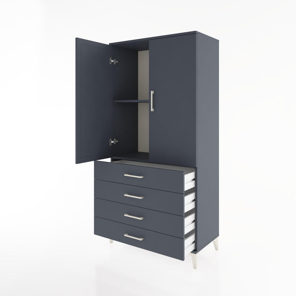 Woodntry Modüler Dolap Antrasit 88x44x170 cm Kapaklı ve Çekmeceli KC5-2