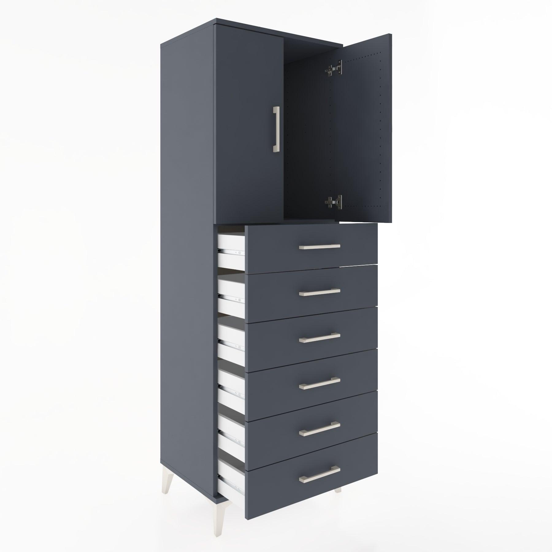 Woodntry Modular Cabinet Anthracite 60x44x170 cm with Doors and Drawers KC3-2