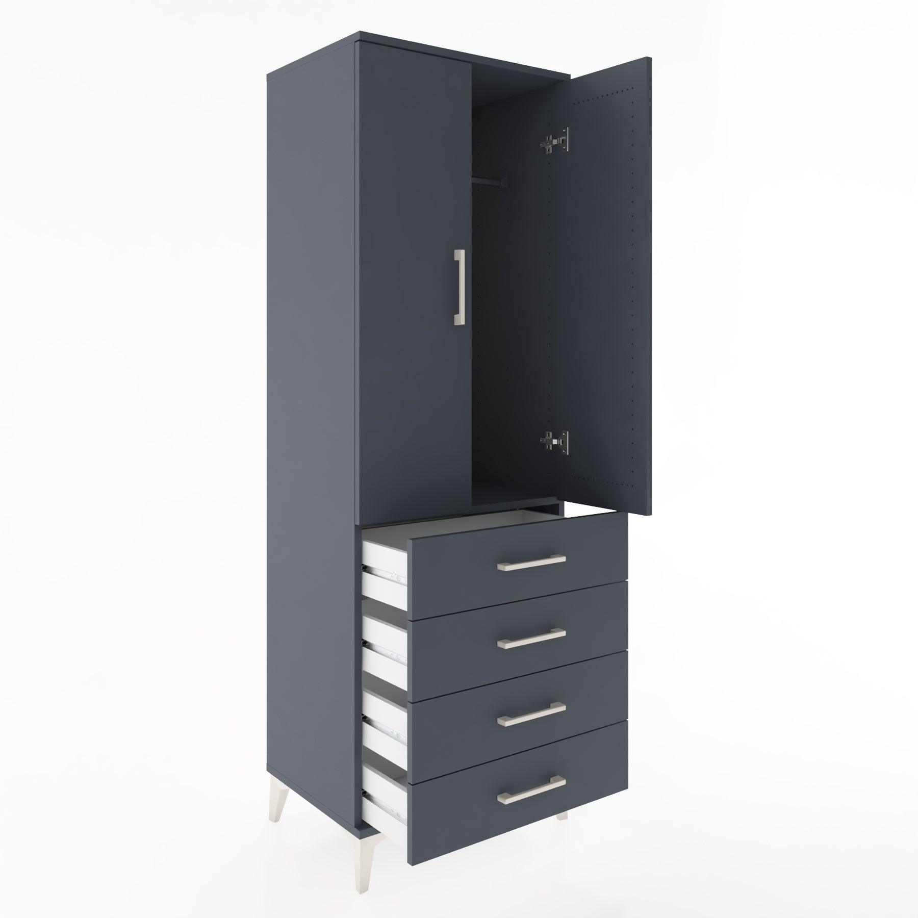 Woodntry Modular Cabinet Anthracite 60x44x170 cm with Doors and Drawers KC27-2