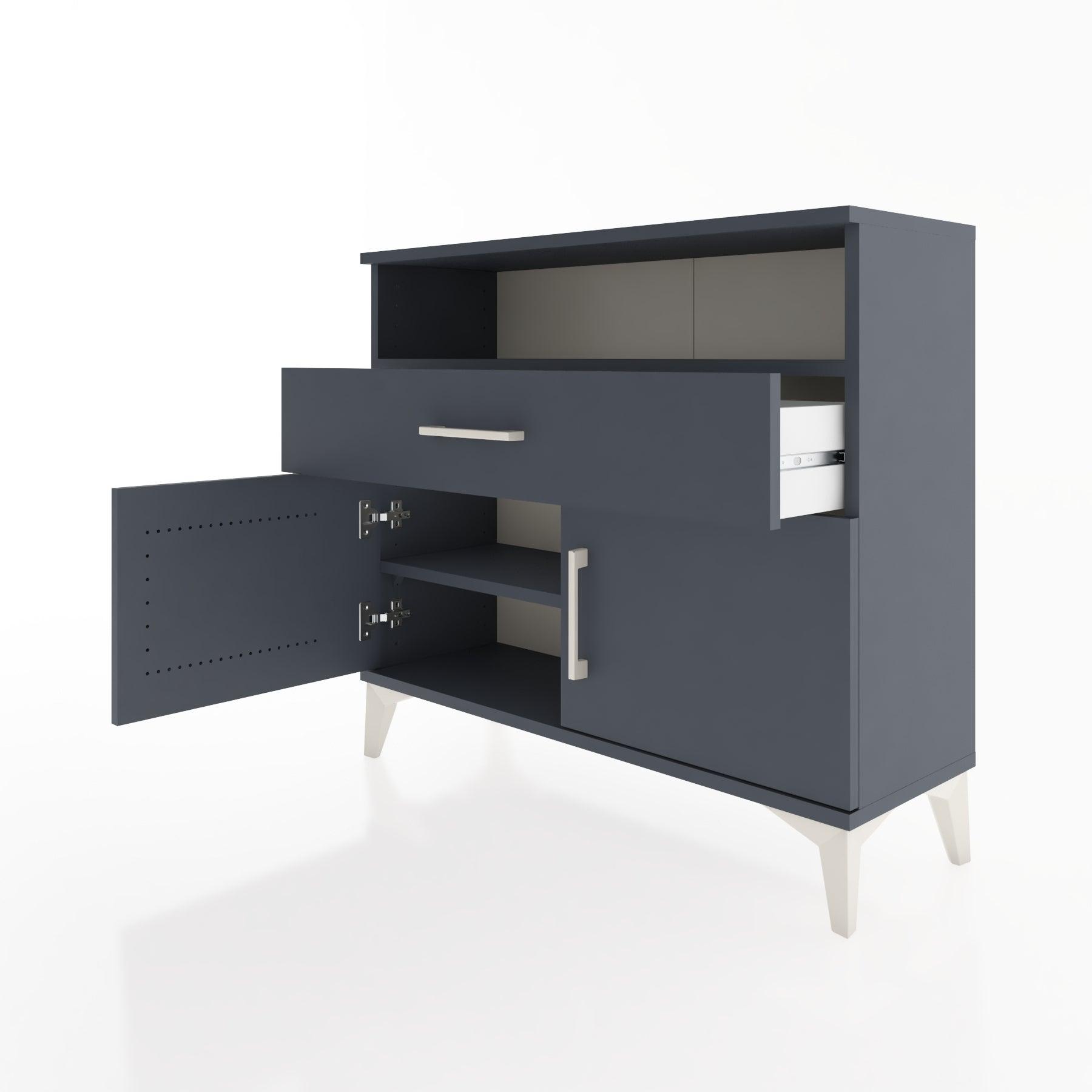 Woodntry Modüler Şifonyer Kapak Raf Çekmeceli 88x30x68 cm Antrasit - Woodntry