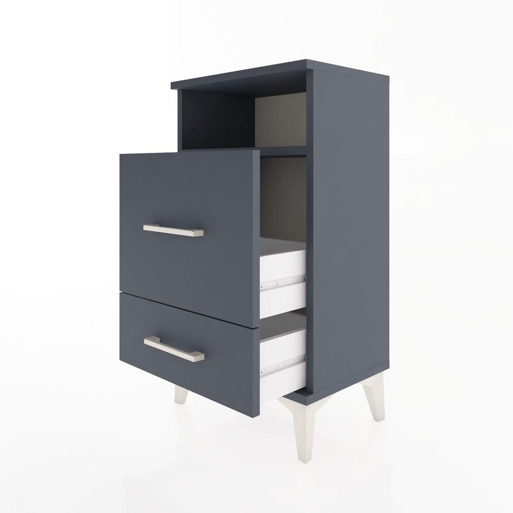 Woodntry Modüler Komodin 2 Çekmece ve Raflı V4 44x30x68 cm Antrasit - Woodntry