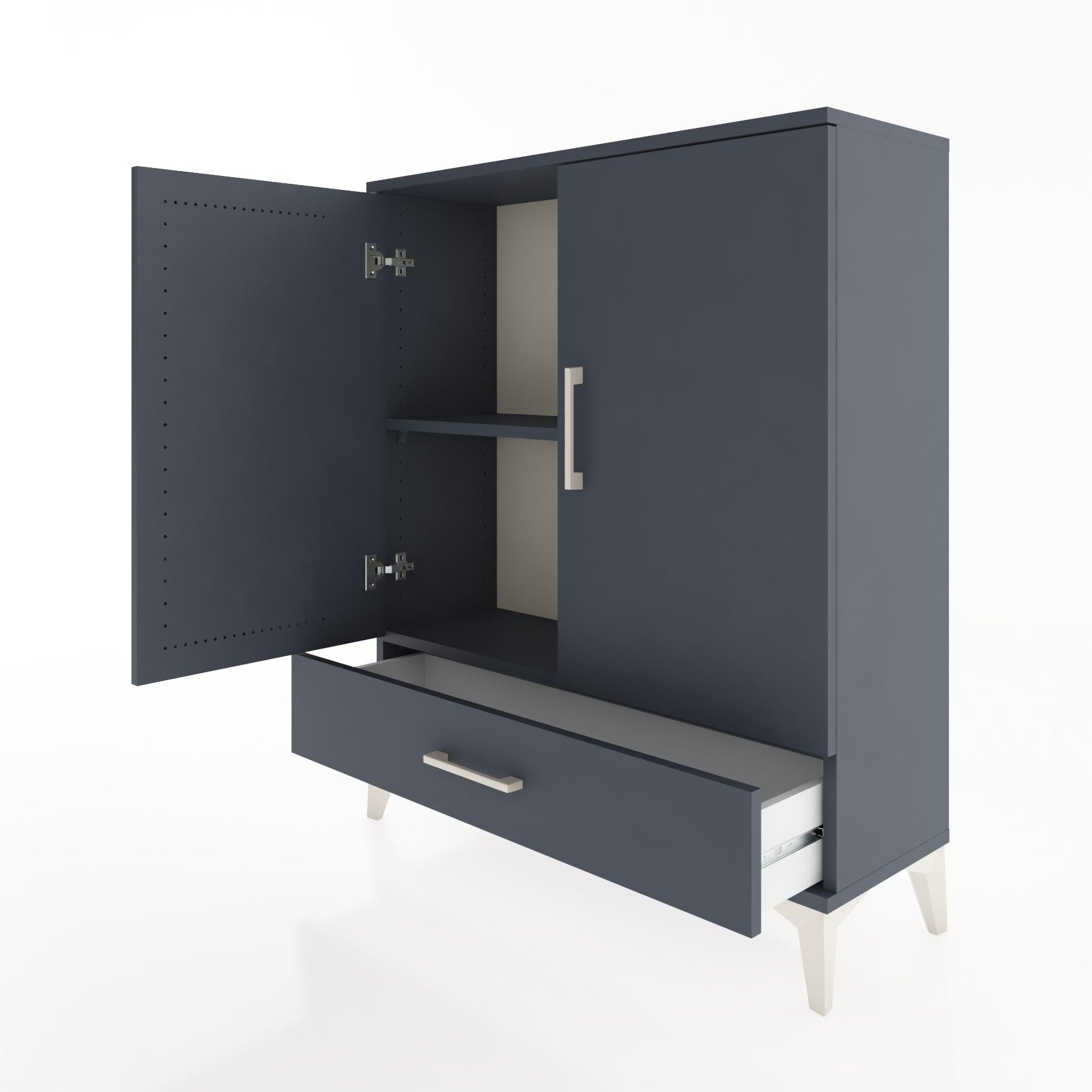 Woodntry Modüler Şifonyer Antrasit 88x30x94 cm Kapaklı ve Çekmeceli KC2-2